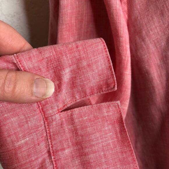 Chicos pink red linen button down top size 2 or Medium lagenlook - Picture 5 of 16